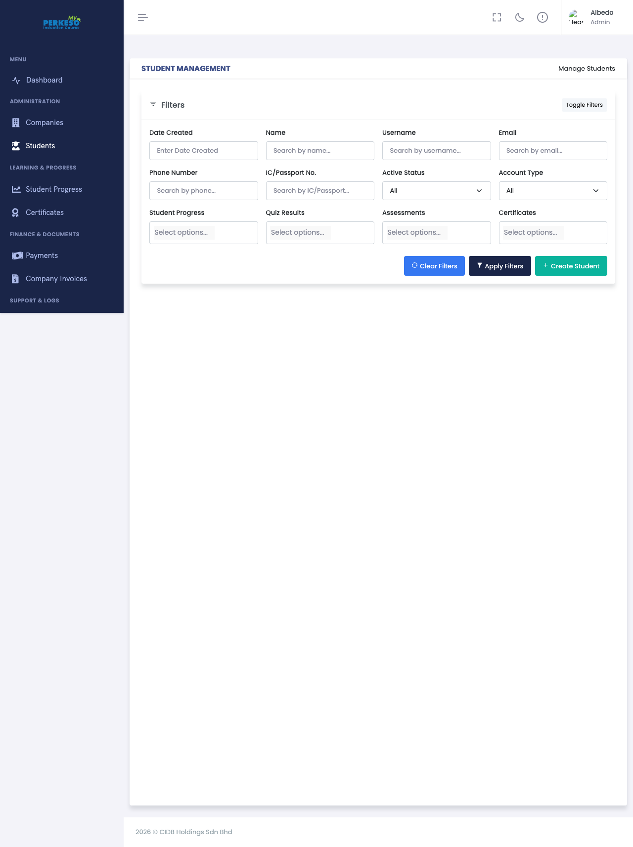 User App — Student Management